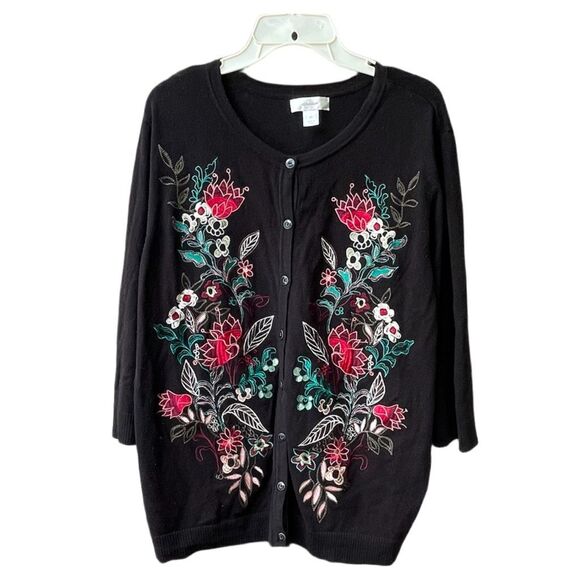 CJ Banks size 2X embroidered front floral cardigan - Picture 1 of 7